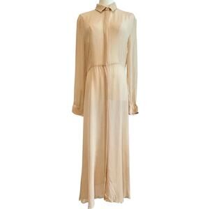 Max Mara Italy Silk Dress Womens M Sheer Chiffon Petticoat Long Cardigan Duster